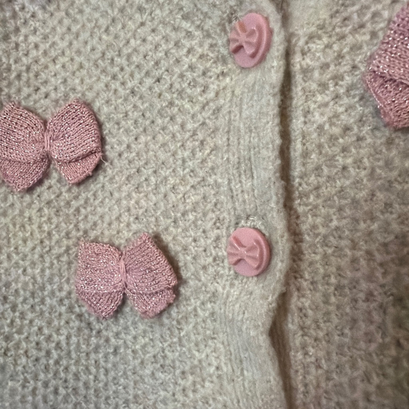 Haute Hippie Kids Style Knit Pink Sparkle Bow Sweater Skirt Set 24 Mo. Holiday - Picture 2 of 7